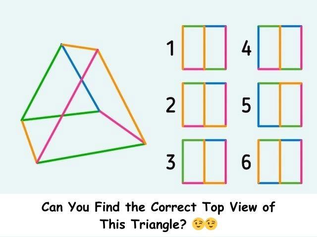 Can you figure out which is the correct top view of the 3D shape? Try matching the lines to find the right answer!